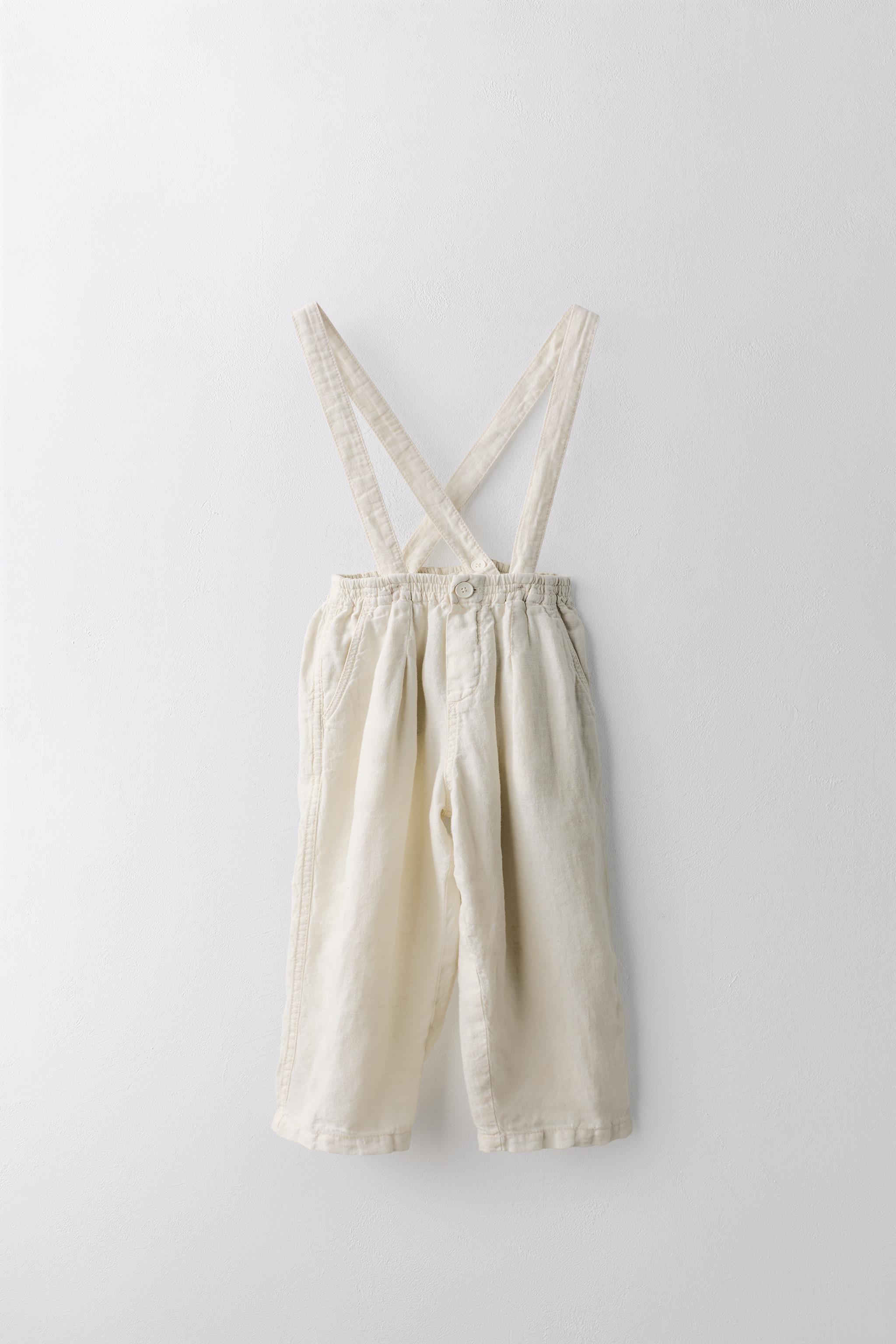 2-5 YEARS/ LIMITED EDITION 100% LINEN PANTS WITH REMOVABLE SUSPENDERS